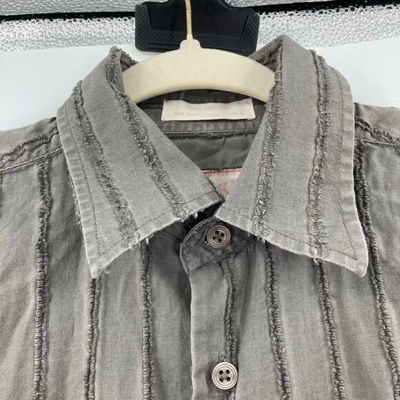 Franky Max Y2K Textured Gray Long Sleeve Button Up Rockabilly Grunge Men’s Med - Picture 3 of 10